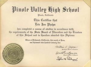 High School Diploma of Eric Jon Phelps, the Natural Individual and Surety for "ERIC JON PHELPS" 