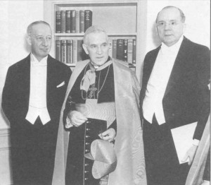 Knight of Columbus Al Smith; New York City Archbishop Patrick Cardinal Hayes; Knight of Malta Nicholas Brady, 1928 