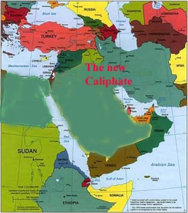 Map of New Sunni Caliphate after Rome's 12th Crusade against Islamic peoples, part of Black Pope's World War III 