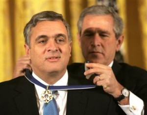 Knight of Malta George J. Tenet & Bonesman George W. Bush, Presidential Medal of Freedom, 2004 